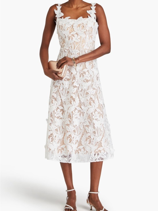 Marchesa Notte Dresses & Skirts - Marchesa Notte Flared guipure lace midi dress